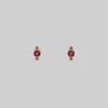 CLASSICS ROSEBUD. Garnet Trio Gold Stud Earrings