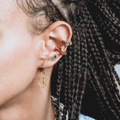 End Of Line ASTEROID. Labradorite Conch Ear Cuff - Silver