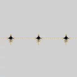 CLASSICS DYNASTY. Black Spinel Triliogy Chain Choker - Gold Necklaces & Chains