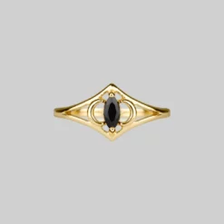CLASSICS CELESTIAL. Two Moons Black Spinel Gold Ring
