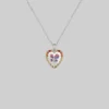 CLASSICS Necklaces & Chains NANCY. Two Roses Engraved Glass Heart Necklace - Silver
