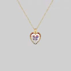 CLASSICS Necklaces & Chains NANCY. Two Roses Engraved Glass Heart Necklace - Gold