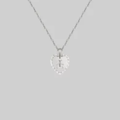 End Of Line Necklaces & Chains MABEL. Teddy Bear Engraved Glass Heart Necklace - Silver