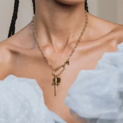 CLASSICS TORMENT. Heart & Dagger Carabiner Charm Necklace - Gold Necklaces & Chains 7 CLASSICS TORMENT. Heart & Dagger Carabiner Charm Necklace - Gold Necklaces & Chains