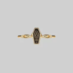 CLASSICS MORALITY. Tiny Skeleton Coffin Gold Ring