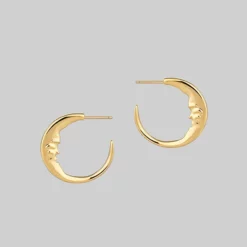 CLASSICS GOOD NIGHT. Man In The Moon Crescent Earrings - Gold