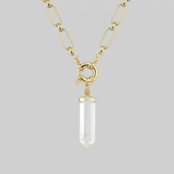 CLASSICS ORA. Clear Quartz Pendant & Clasp Necklace - Gold Necklaces & Chains