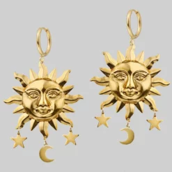 CLASSICS HELIOS. Sun & Moon Dream Catcher Hoop Earrings - Gold