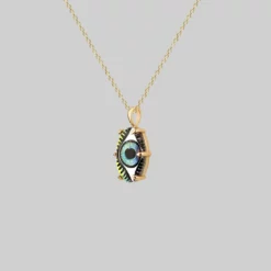 End Of Line BEHOLD. Iridescent Glass Eye Necklace - Gold Necklaces & Chains