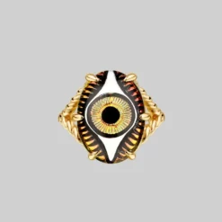 End Of Line BEHOLD. Iridescent Glass Eye Ring - Gold