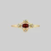 AW21 Rings MARTHA. Ornate Garnet Floral Ring - Gold