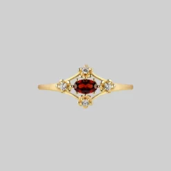 AW21 Rings MARTHA. Ornate Garnet Floral Ring - Gold