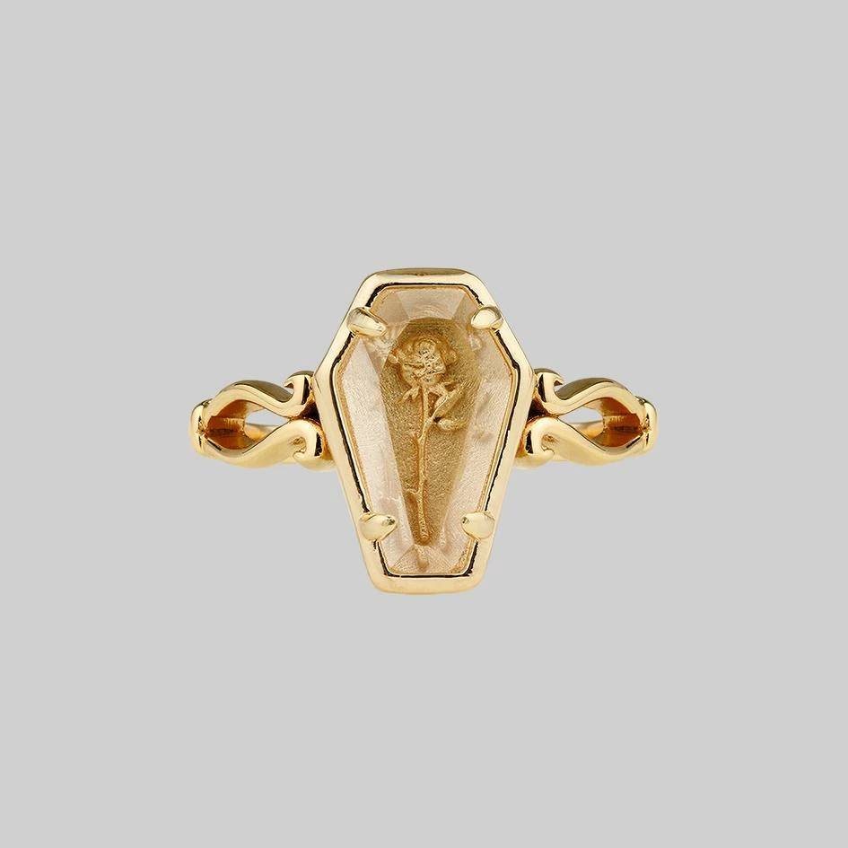 CLASSICS REBIRTH. Rose Under Glass Coffin Ring - Gold Rings 1 CLASSICS REBIRTH. Rose Under Glass Coffin Ring - Gold Rings