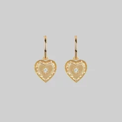 CLASSICS MY DARLING. Heart Cubic Zirconia Hoop Earrings - Gold