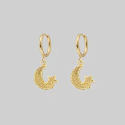 End Of Line LITTLE DREAMS. Moon & Star Hoop Earrings - Gold