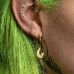 End Of Line LITTLE DREAMS. Moon & Star Hoop Earrings - Gold