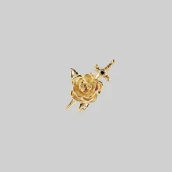 AW21 RHAPSODY. Dagger Through Rose Stud Earring - Gold Earrings