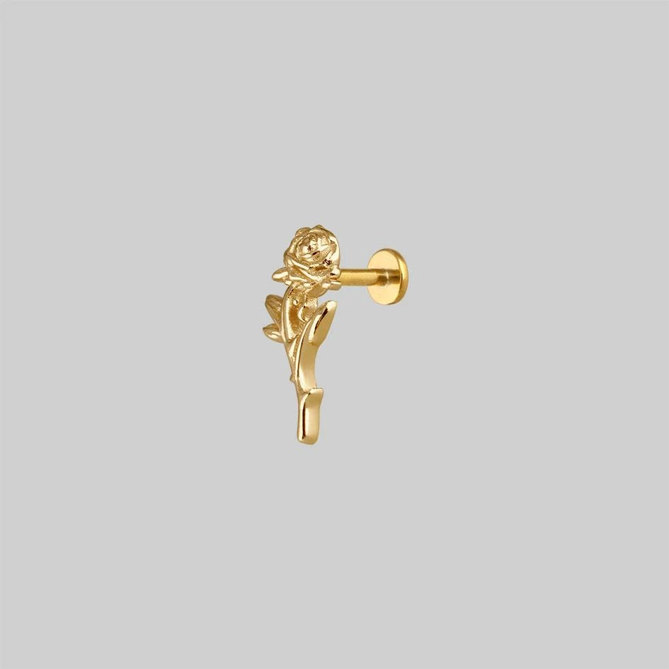CLASSICS Earrings AMOR. Gold Rose Stem Stud Earring - Helix/Tragus 4 CLASSICS Earrings AMOR. Gold Rose Stem Stud Earring - Helix/Tragus