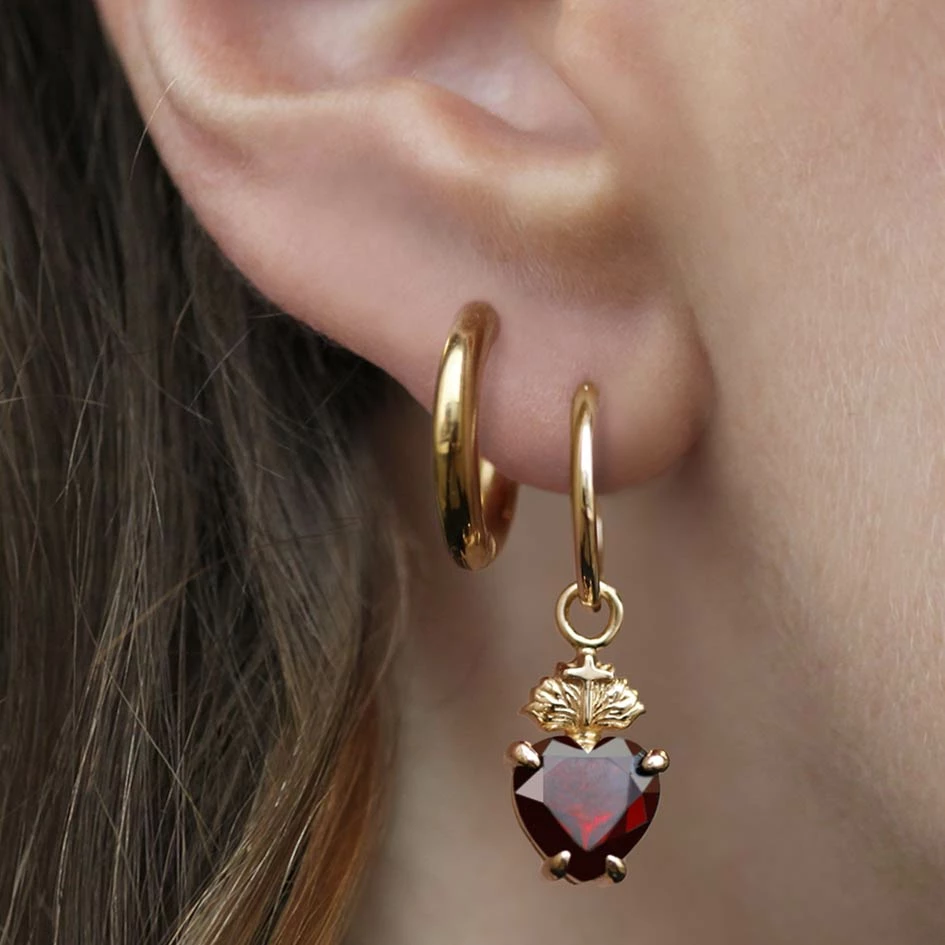 CLASSICS The Sacred Heart Garnet Earrings - Gold 1 CLASSICS The Sacred Heart Garnet Earrings - Gold