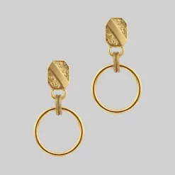 AW21 RITUAL. Ornate Shield Hoop Earrings - Gold