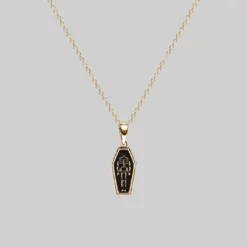 End Of Line Necklaces & Chains MORALITY. Tiny Skeleton Coffin Gold Necklace