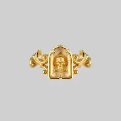 HALLOWEEN 2021 Rings OMINOUS. Skull Under Glass Ring - Gold