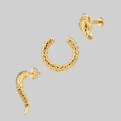 CLASSICS VEGA. 3 Piece Snake Wrap Earring - Gold