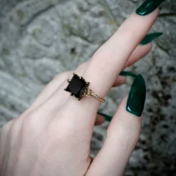 CLASSICS BITTERSWEET. Double Serpent Onyx Ring - Silver Rings