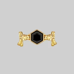 AW21 Rings RELINQUISH. Snakes & Onyx Ring - Gold