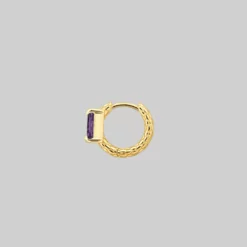 CLASSICS NYMPH. Amethyst Rectangle Hoop Earrings - Gold 13 CLASSICS NYMPH. Amethyst Rectangle Hoop Earrings - Gold