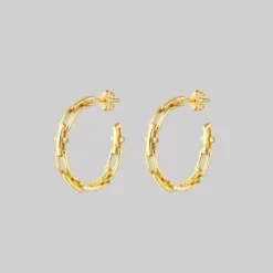 AW21 LUCIA. Spiked Chain Hoop Earrings - Gold