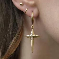 End Of Line ETERNITY. Starburst Cross Earrings - Gold