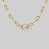 End Of Line Necklaces & Chains EVERMORE. Twisted Rope Link T-Bar Chain - Gold