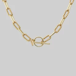 End Of Line Necklaces & Chains EVERMORE. Twisted Rope Link T-Bar Chain - Gold