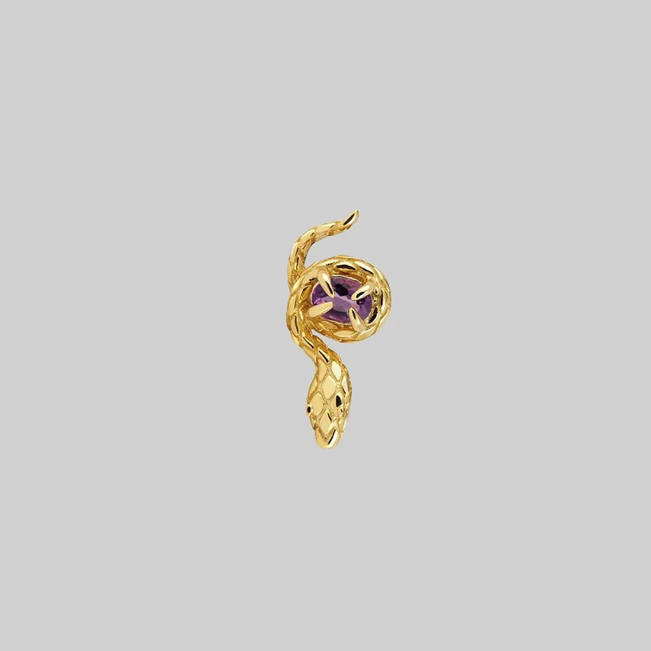 AW21 Earrings INSIDIOUS. Amethyst Coiled Snake Stud Earring - Gold 5 AW21 Earrings INSIDIOUS. Amethyst Coiled Snake Stud Earring - Gold