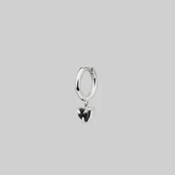 CLASSICS Earrings HEART & SOUL. Black Spinel Dangly Heart Clicker Ring - Silver 10 CLASSICS Earrings HEART & SOUL. Black Spinel Dangly Heart Clicker Ring - Silver
