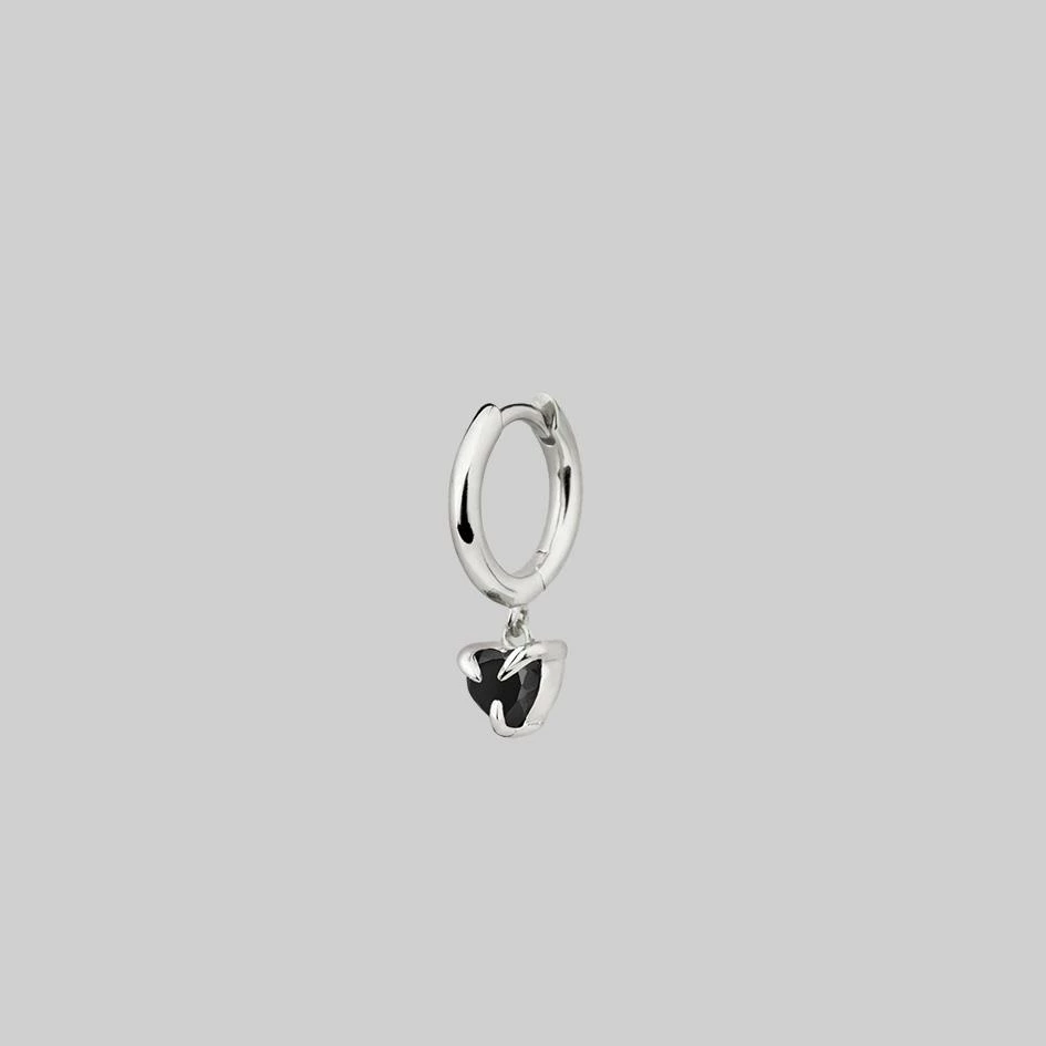 CLASSICS Earrings HEART & SOUL. Black Spinel Dangly Heart Clicker Ring - Silver 4 CLASSICS Earrings HEART & SOUL. Black Spinel Dangly Heart Clicker Ring - Silver