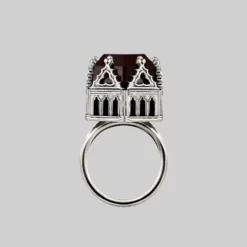 HALLOWEEN 2021 Rings TEMPLE OF CHAMBERS. Garnet CZ Cathedral Ring - Silver