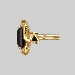 BLACK FRIDAY 2021 Rings MALICE. Black Spinel Coiled Snake Cocktail Ring - Gold