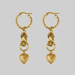 CLASSICS ALL OF ME. Hand Grasping Heart Single Earring - Gold Earrings