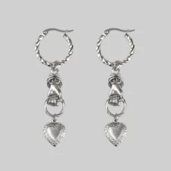 CLASSICS ALL OF ME. Hand Grasping Heart Single Earring - Silver Earrings 6 CLASSICS ALL OF ME. Hand Grasping Heart Single Earring - Silver Earrings