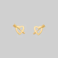 End Of Line STRUCK. Heart & Arrow 9K Gold Earrings