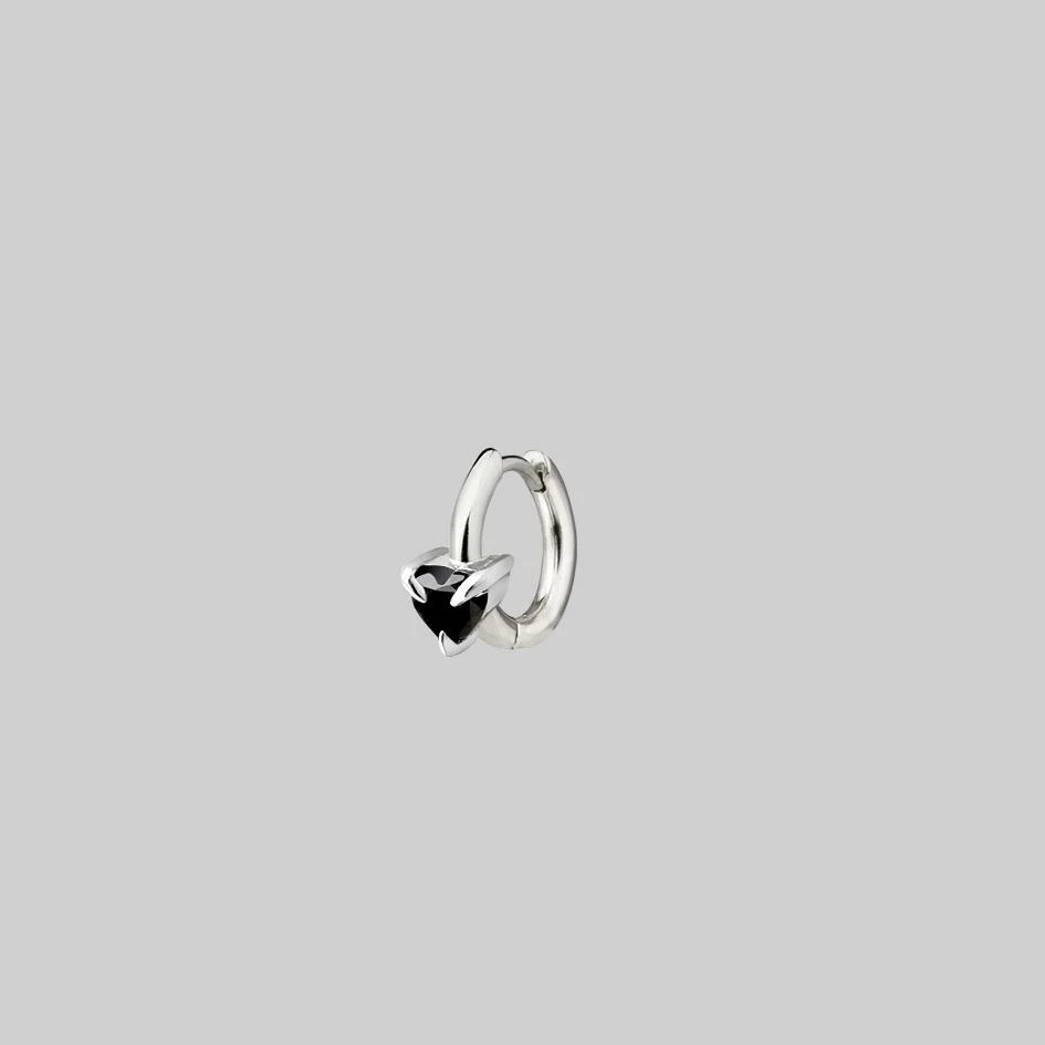 CLASSICS Earrings HEART & SOUL. Black Spinel Heart Clicker Ring - Silver 4 CLASSICS Earrings HEART & SOUL. Black Spinel Heart Clicker Ring - Silver
