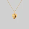 End Of Line LOTTY. Etched Heart Photo Locket Necklace - Gold