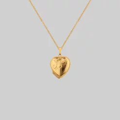 End Of Line LOTTY. Etched Heart Photo Locket Necklace - Gold