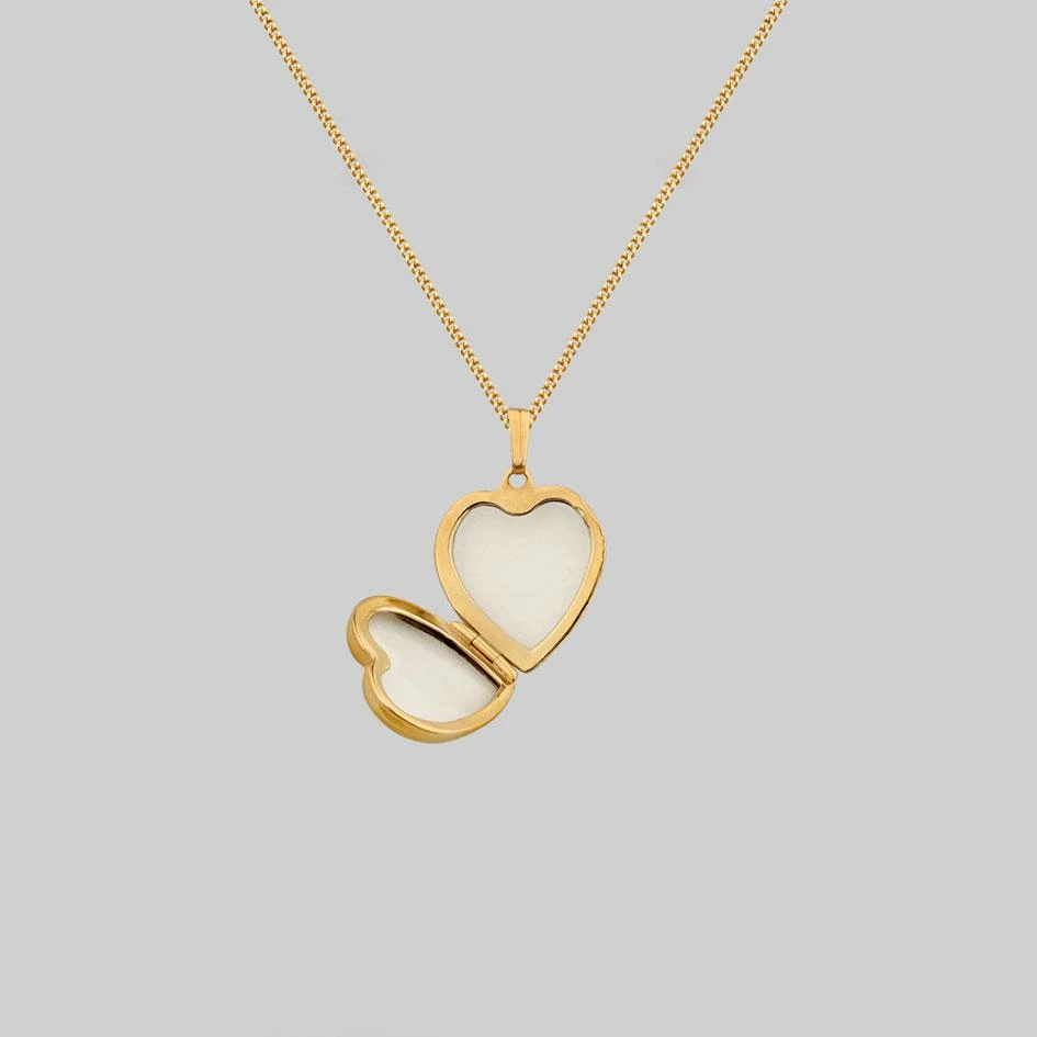 End Of Line LOTTY. Etched Heart Photo Locket Necklace - Gold 5 End Of Line LOTTY. Etched Heart Photo Locket Necklace - Gold
