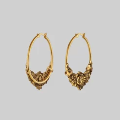 CLASSICS EMINENCE. Romantic Floral Hoop Earrings - Gold