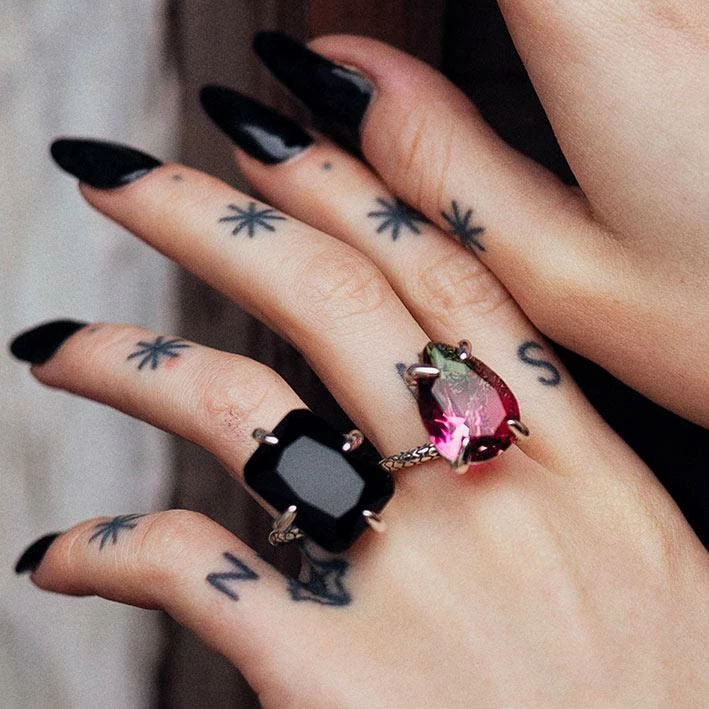 End Of Line DEITY. Onyx Snake Bite Ring - Silver Rings 3 End Of Line DEITY. Onyx Snake Bite Ring - Silver Rings