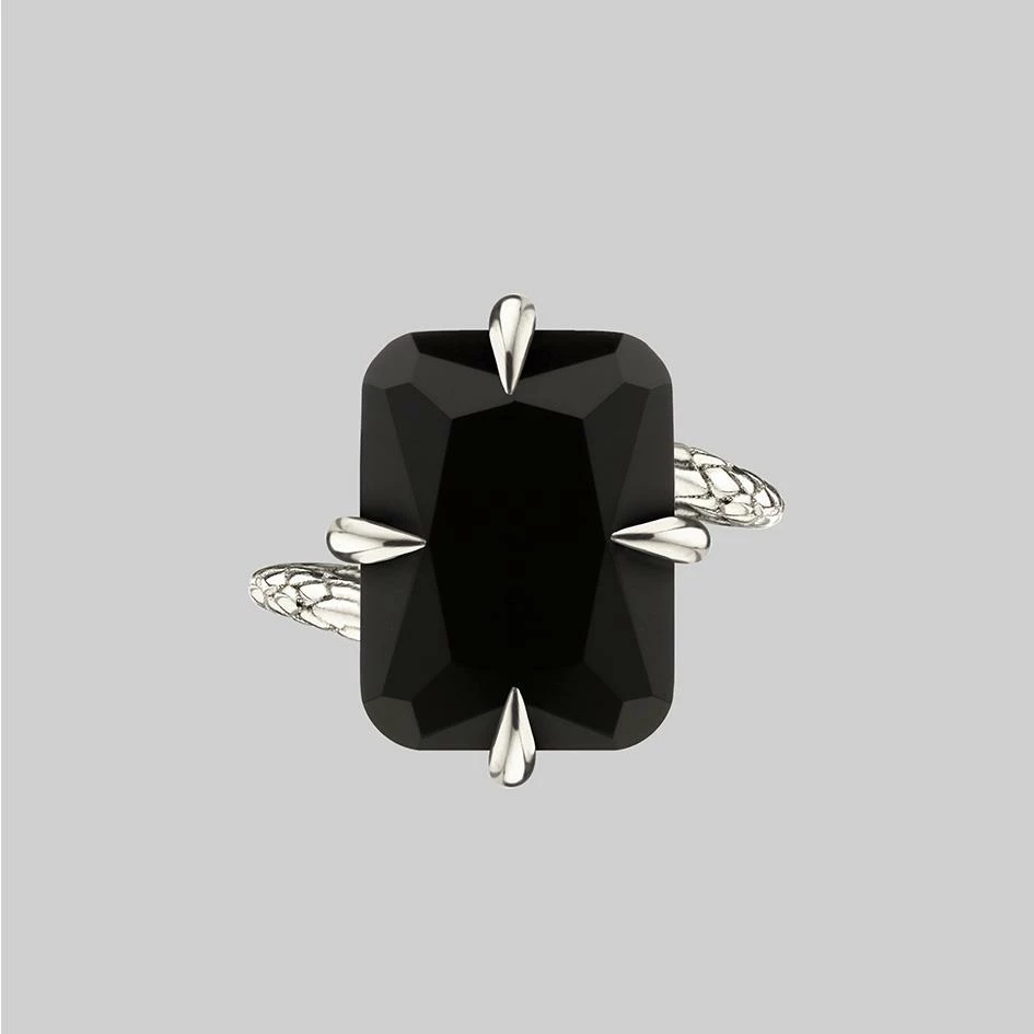 End Of Line DEITY. Onyx Snake Bite Ring - Silver Rings 1 End Of Line DEITY. Onyx Snake Bite Ring - Silver Rings