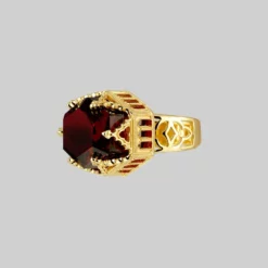 HALLOWEEN 2021 Rings TEMPLE OF CHAMBERS. Garnet CZ Cathedral Ring - Gold